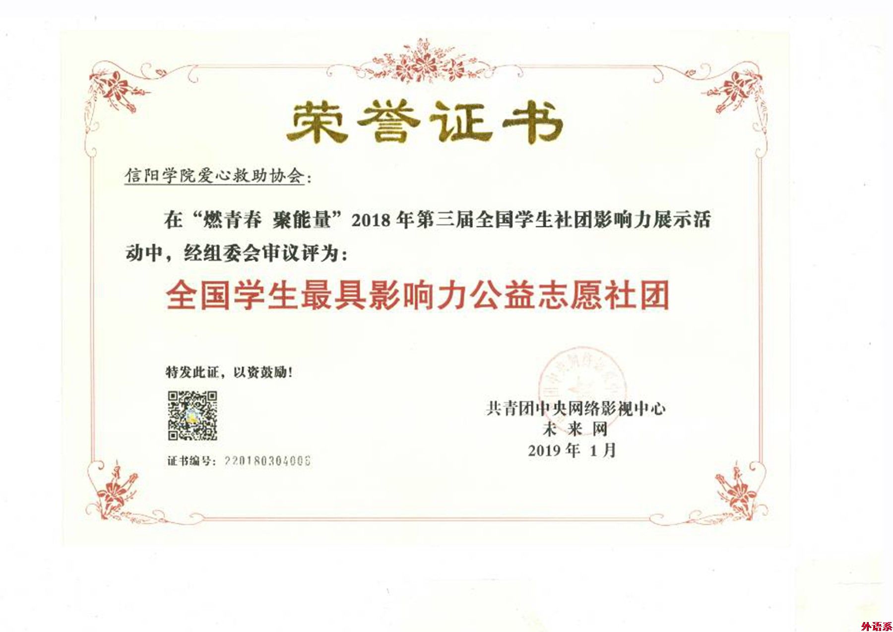 外国语学院在2018年第三届全国学生社团影响力展示活动中荣获多个奖项